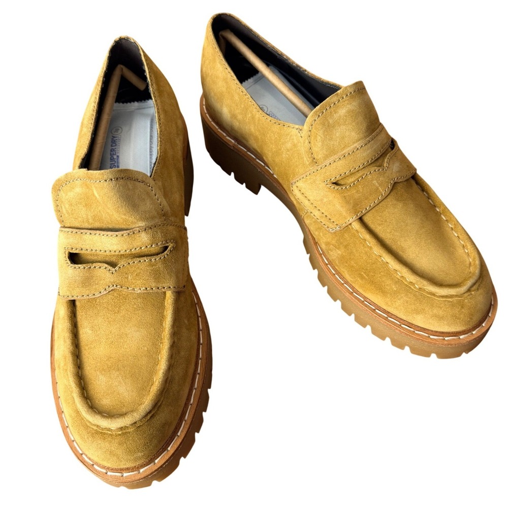 Marc Fisher LTD Norton Medium Natural Suede Lug Sole Penny Loafers Mens 11 M